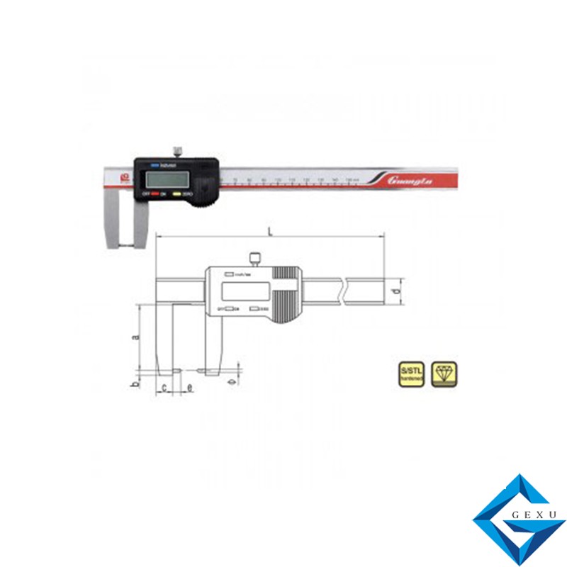 扁頭外溝槽數(shù)顯卡尺114-101測量0-150