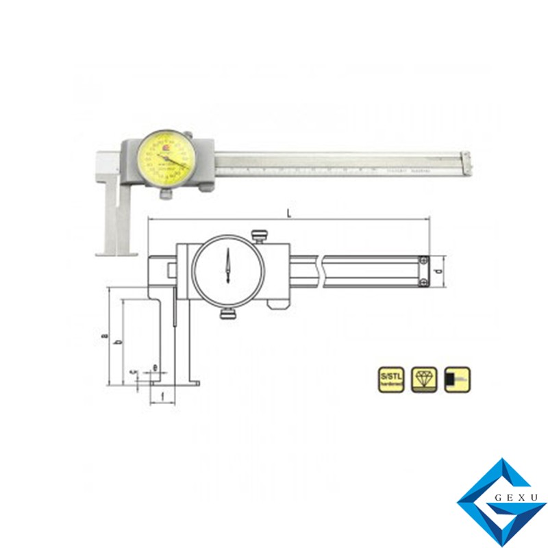 扁頭內(nèi)溝槽帶表卡尺175-132-0測量20-150